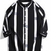 Men's Plus Size Striped Print Casual Shirt - Black White Stripes