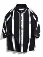 Men's Plus Size Striped Print Casual Shirt - Farnelli