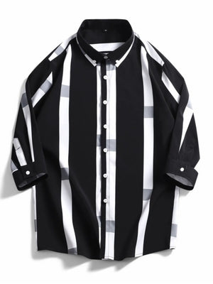 Men's Plus Size Striped Print Casual Shirt - Farnelli