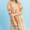 Umgee Paisley Mandala Print Babydoll Dress - LATTE