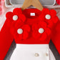 Children's Floral Applique Ribbed Top & Button Decor Skirt Set - Farnelli
