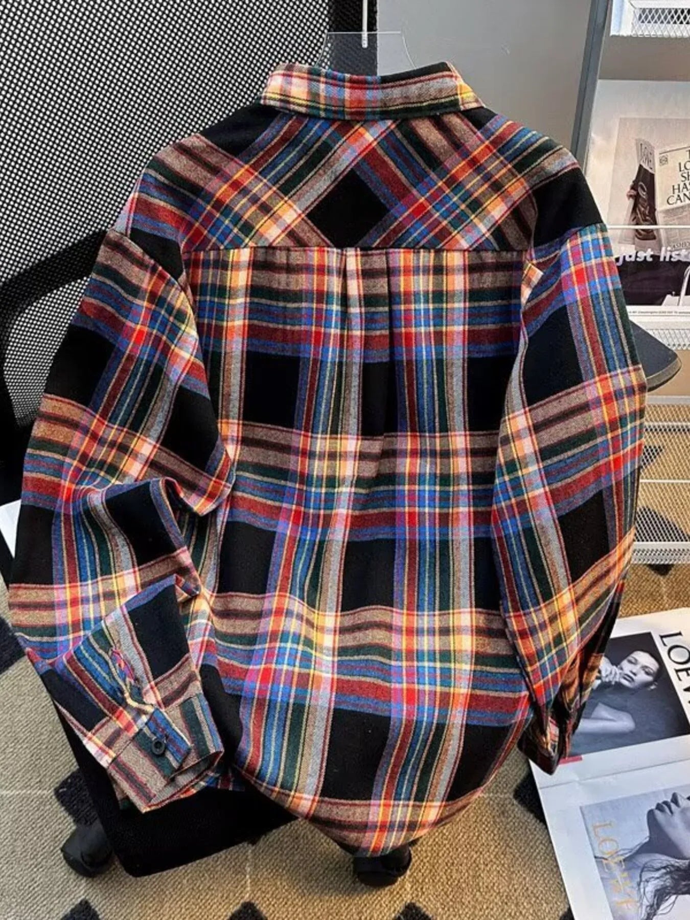 Men's Full Size Vintage Plaid Flannel Button-Down Shirt Plus Size - Farnelli