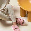Open Toe Fluff Platform Slippers - Dusty Pink