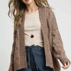 Umgee Chunky Cable Knit Open Front Cardigan - MOCHA