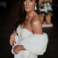 Light Ivory Faux Fur Shawl with Hooks & Eyes (Lilian Ivy07)