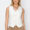 RISEN V Neck Button Down Vest - White