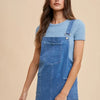 Annie Wear Wide Strap Denim Overall Dress with Pockets - Indigo Washed Denim