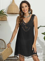 Tassel Scoop Neck Wide Strap Cover-Up - Farnelli