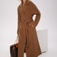 Cambridge Comfort Wraparound Wool Cashmere Coat in Dark Camel