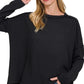 Zenana Full Size Exposed Seam Long Sleeve Corded Rib Knit Top Plus Size - Farnelli