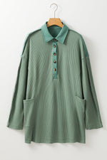 Arianna Waffle  Half Button Top. - Farnelli