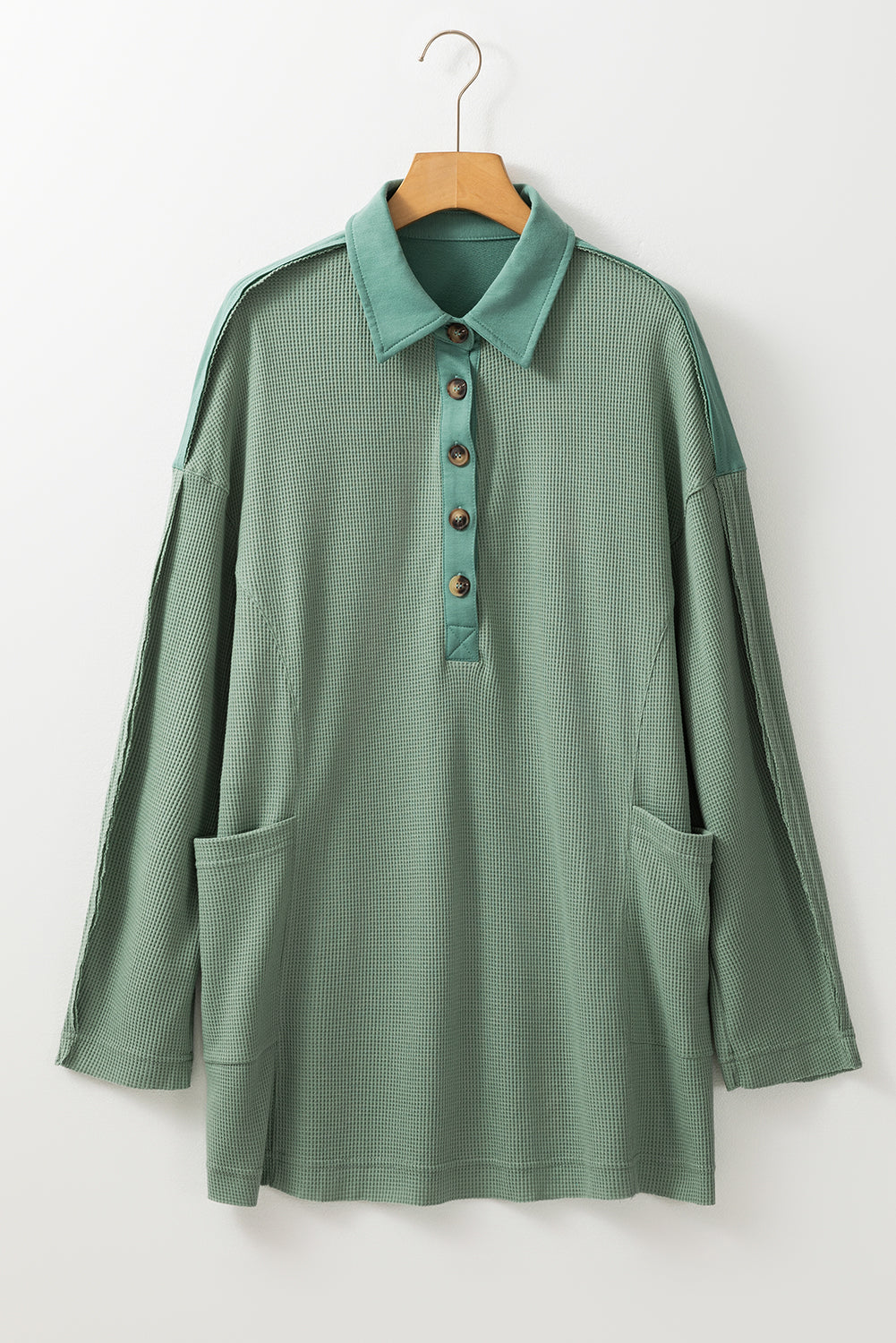 Arianna Waffle  Half Button Top. - Farnelli