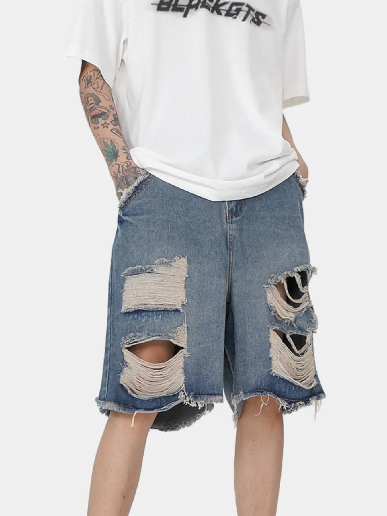 Men's Distressed Denim Shorts - Farnelli