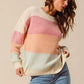 SO ME Multi Color Block Long Sleeve Sweater - Farnelli