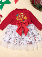 Children's Christmas Snowman Print Tulle Dress - Farnelli