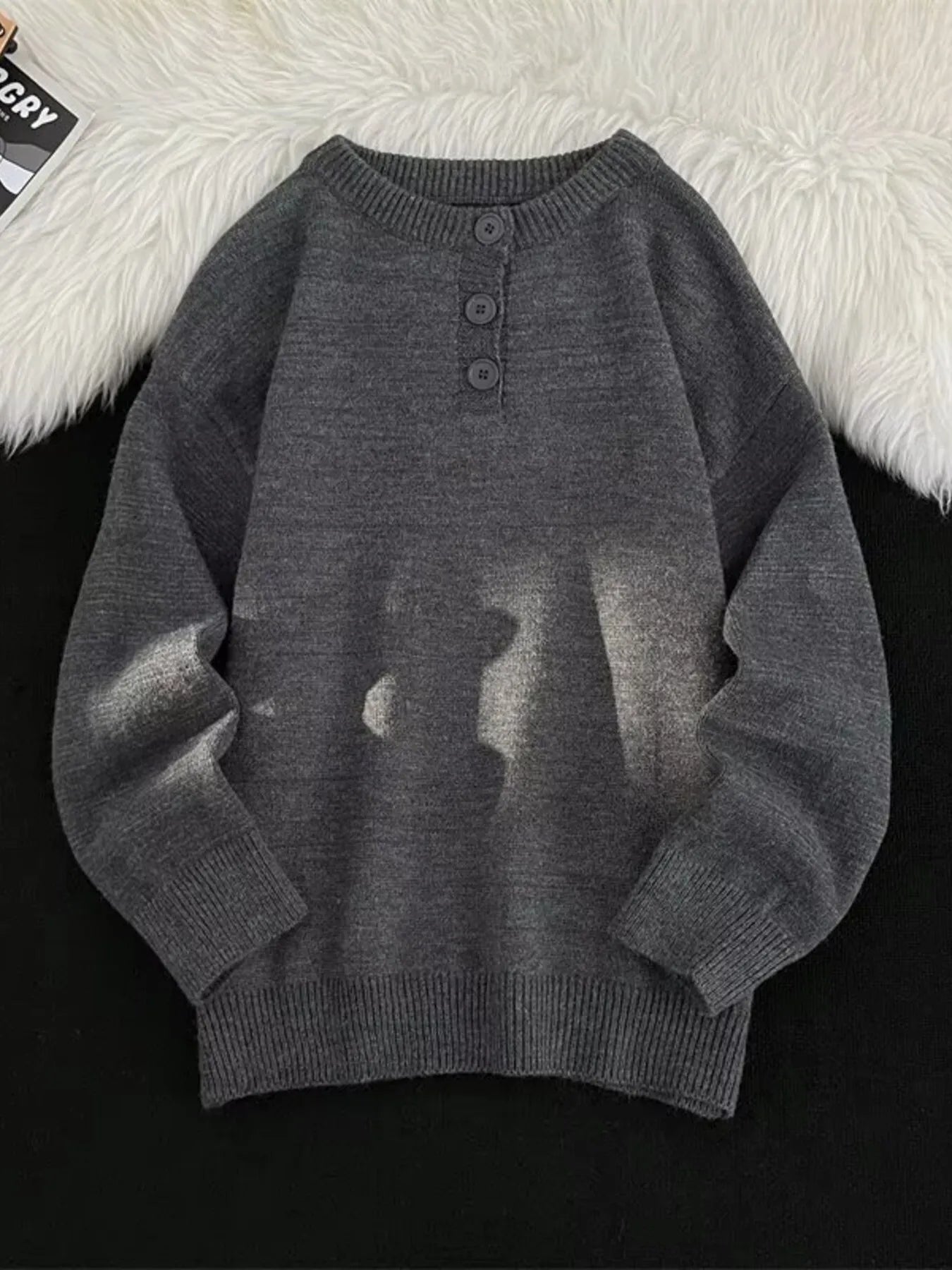Men's Button Detail Long Sleeve Sweater - Farnelli