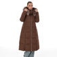 Genuine Silver Fox Fur Trim Down Coat
