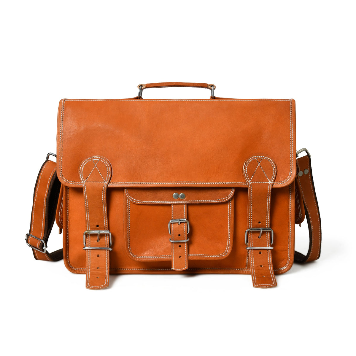 Ginger Grip leather briefcase from Classy Leather Bags, stylish messenger bag with sturdy handle and sleek design for professionals.