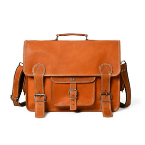 Ginger Grip leather briefcase from Classy Leather Bags, stylish messenger bag with sturdy handle and sleek design for professionals.