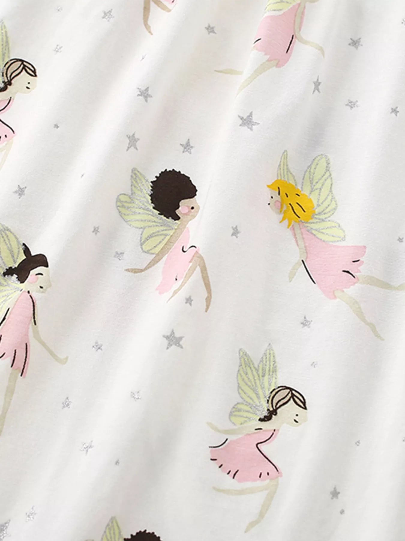 Children's Fairy Print Peter Pan Collar Puff Sleeve Dress - Farnelli