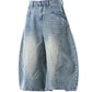 Men's Washed Wide Leg Denim Shorts - Farnelli
