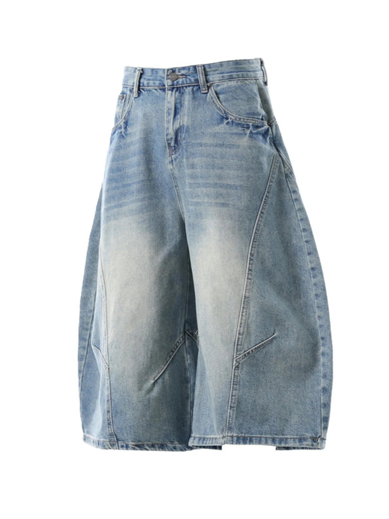 Men's Washed Wide Leg Denim Shorts - Farnelli
