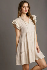 Umgee Full Size Linen A-line Tiered Mini Dress Plus Size - Farnelli