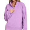 Zenana Fleece Half Zip Sweatshirt - B LAVENDER