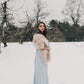Blush with Black Tips Faux Fur Shawl (Lilian Blu02)