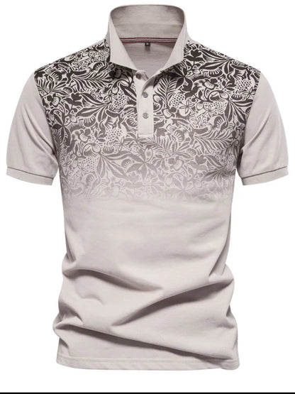 Men's Printed Collared Neck Short Sleeve Polo - Farnelli