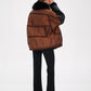 Sienna Genuine Lamb Leather Polar Fox Fur Trim Jacket in Umber