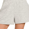 Zenana Soft Melange Hacci Elastic Waist Band Shorts - H GREY