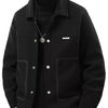 Men's Plus Size Snap Down Long Sleeve Jacket - Black