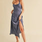 Aemi + Co Ruched Side Slit Cutout Back Maxi Cami Dress - Farnelli