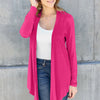 Basic Bae Full Size Open Front Long Sleeve Cardigan - Hot Pink