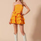 SO ME Strapless Ruffle Layered Game Day Cheer Up Dress - Farnelli