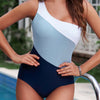 Full Size Cutout Color Block Sleeveless One-Piece Swimwear - Light Blue