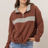 HYFVE Fleece Color Block Half Zip Sweatshirt - Brick