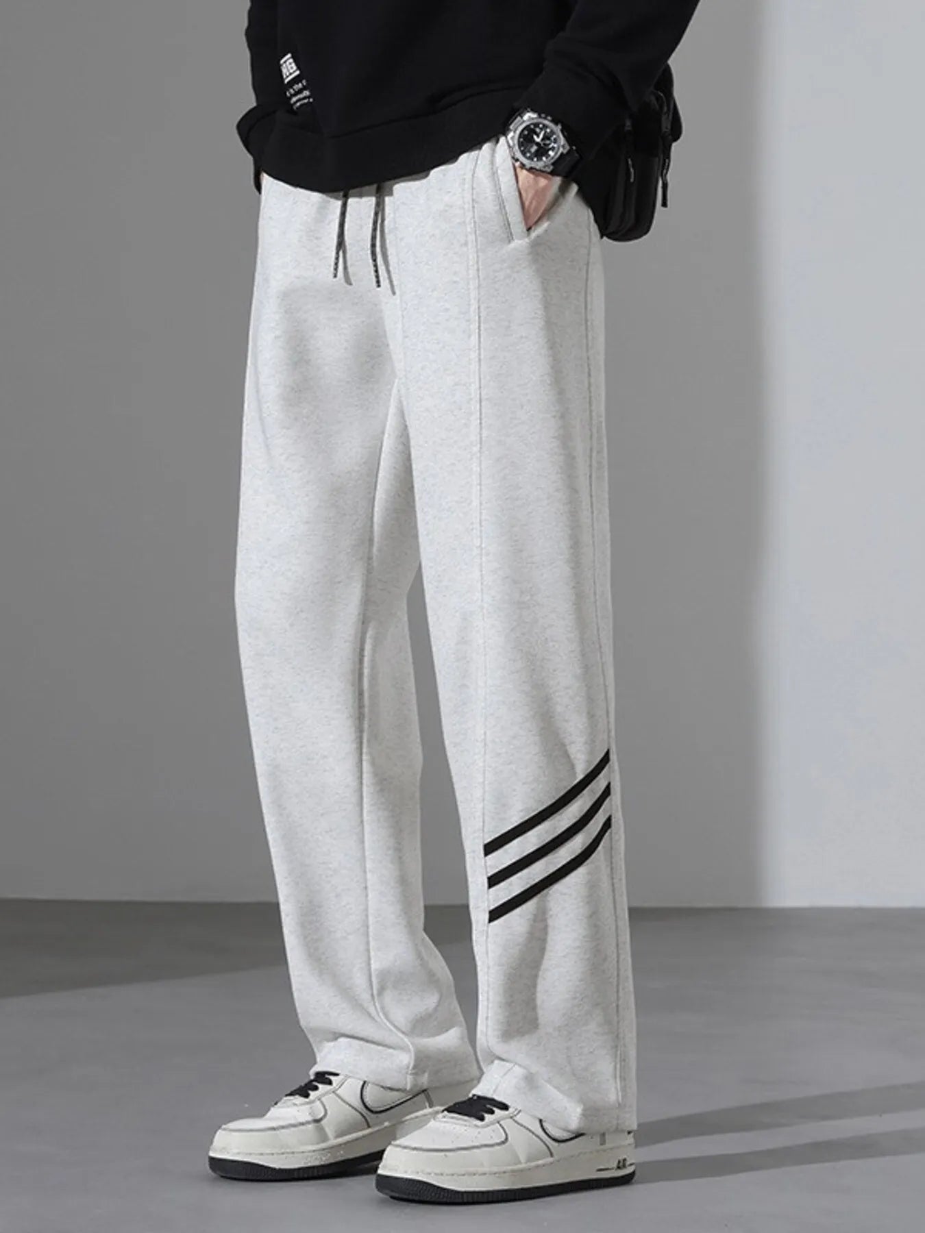 Men's Full Size Casual Loose Fit Sweatpants with Stripes Plus Size - Farnelli