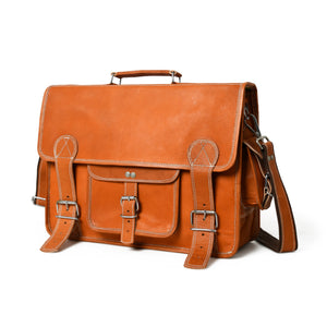 Ginger Grip leather briefcase from Classy Leather Bags, stylish messenger bag with sturdy handle and multiple compartments.