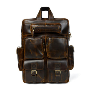 Classy Leather Bags Prime Multi-Functional Backpack showing multiple compartments, adjustable straps, and stylish design.