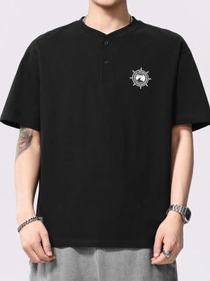 Men's Plus Size Button Detail Short Sleeve T-Shirt - Farnelli