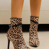 Point Toe Stiletto Boots - Leopard Print
