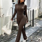 Zip Up Long Sleeve Outerwear and Pants Active Set - Farnelli
