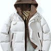 Men's Full Size Two-Tone Hooded Puffer Jacket Plus Size - Ivory
