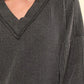 VERY J Two Tone Ribbed V-Neck Exposed Seam Top - Farnelli