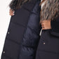 Rei Genuine Fur Trim Hooded Down Coat in Navy