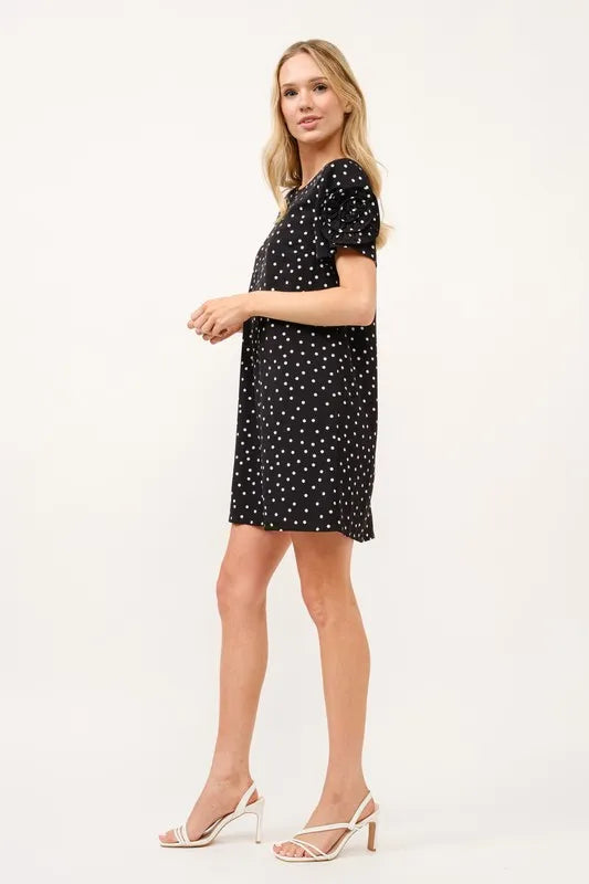 And The Why Embellished Sleeve Polka Dots Shift Dress - Farnelli