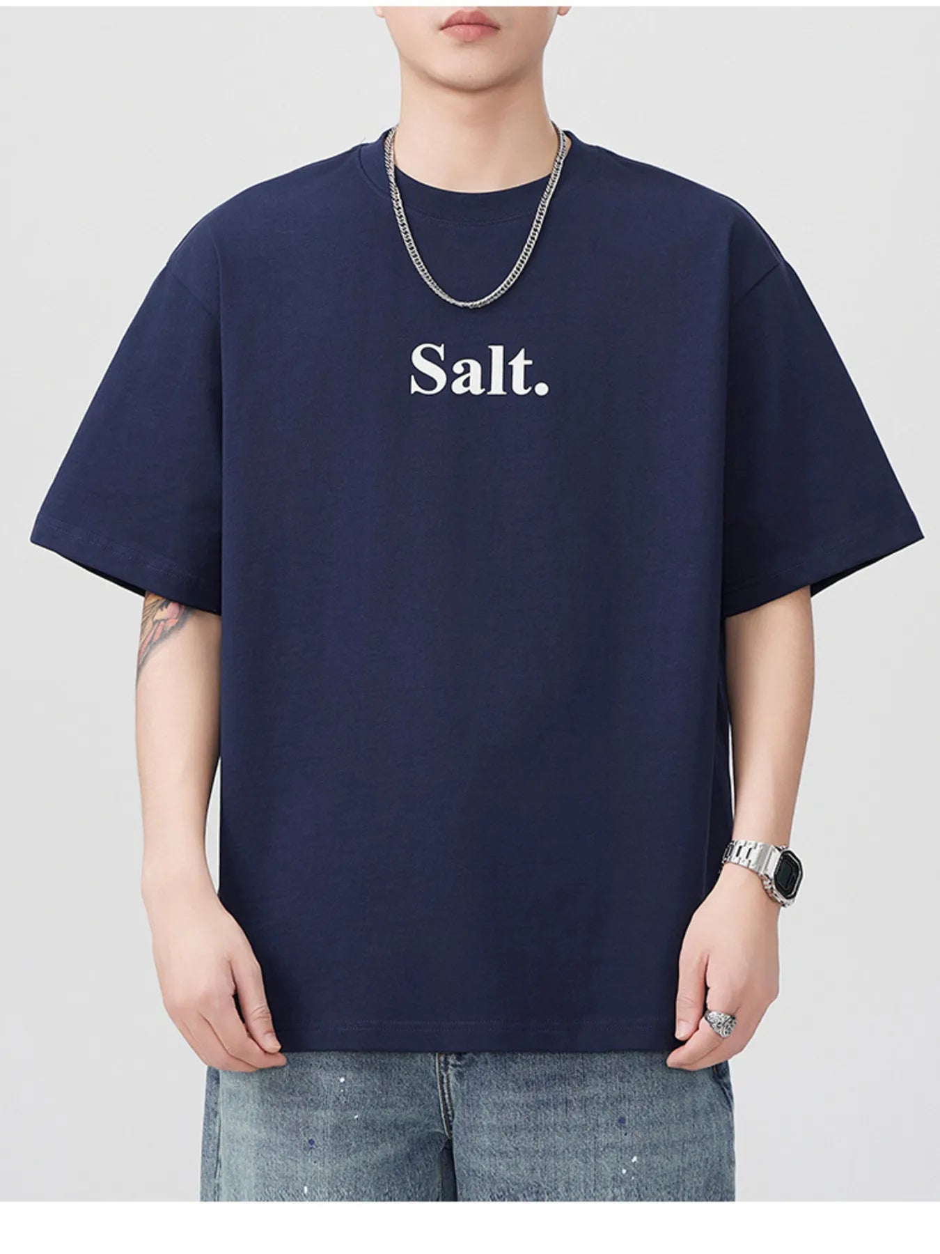 Men's Plus Size Letter Round Neck Short Sleeve T-Shirt - Farnelli