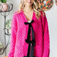 First Love Tie Closure Open Knit Cardigan - Farnelli